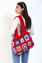 Women's Crochet Granny Square Handbag
