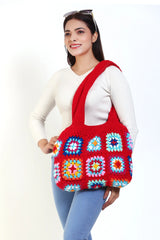 Women's Crochet Granny Square Handbag