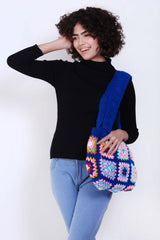 Women's Crochet Granny Square Handbag
