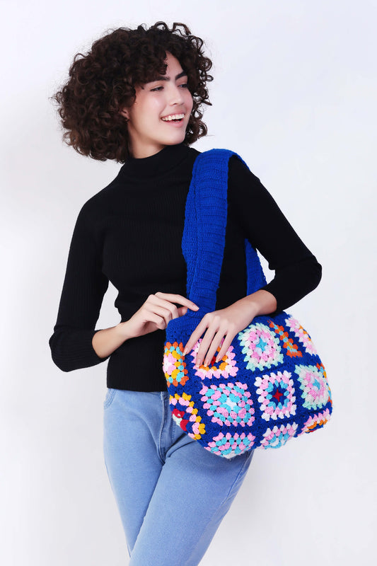 Women's Crochet Granny Square Handbag