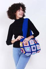 Women's Crochet Granny Square Handbag