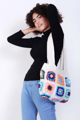 Women's Crochet Granny Square Handbag