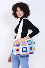 Women's Crochet Granny Square Handbag