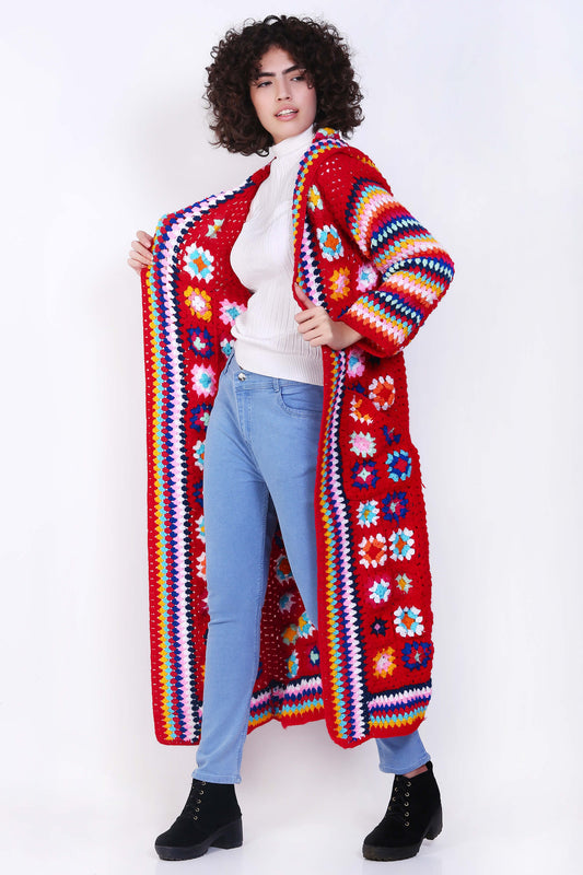 Free cap with long hooded crochet with pockets