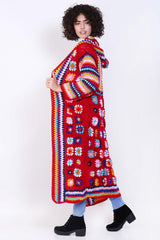 Free cap with long hooded crochet with pockets