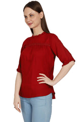 Enchanting Maroon Top With Ruffle