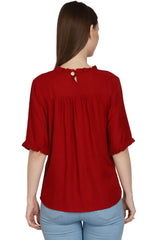 Enchanting Maroon Top With Ruffle