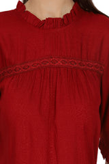 Enchanting Maroon Top With Ruffle