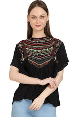 Elegance Embroidered Black Top