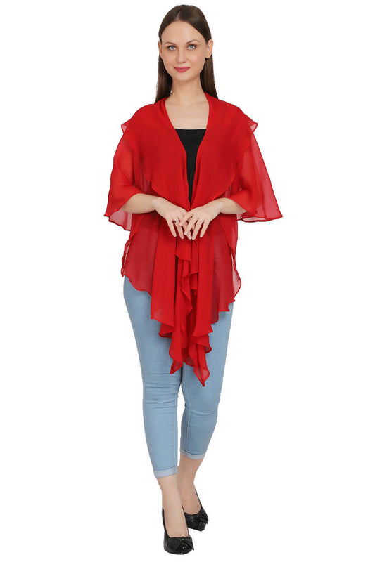 Red Harmony Chiffon Kimono