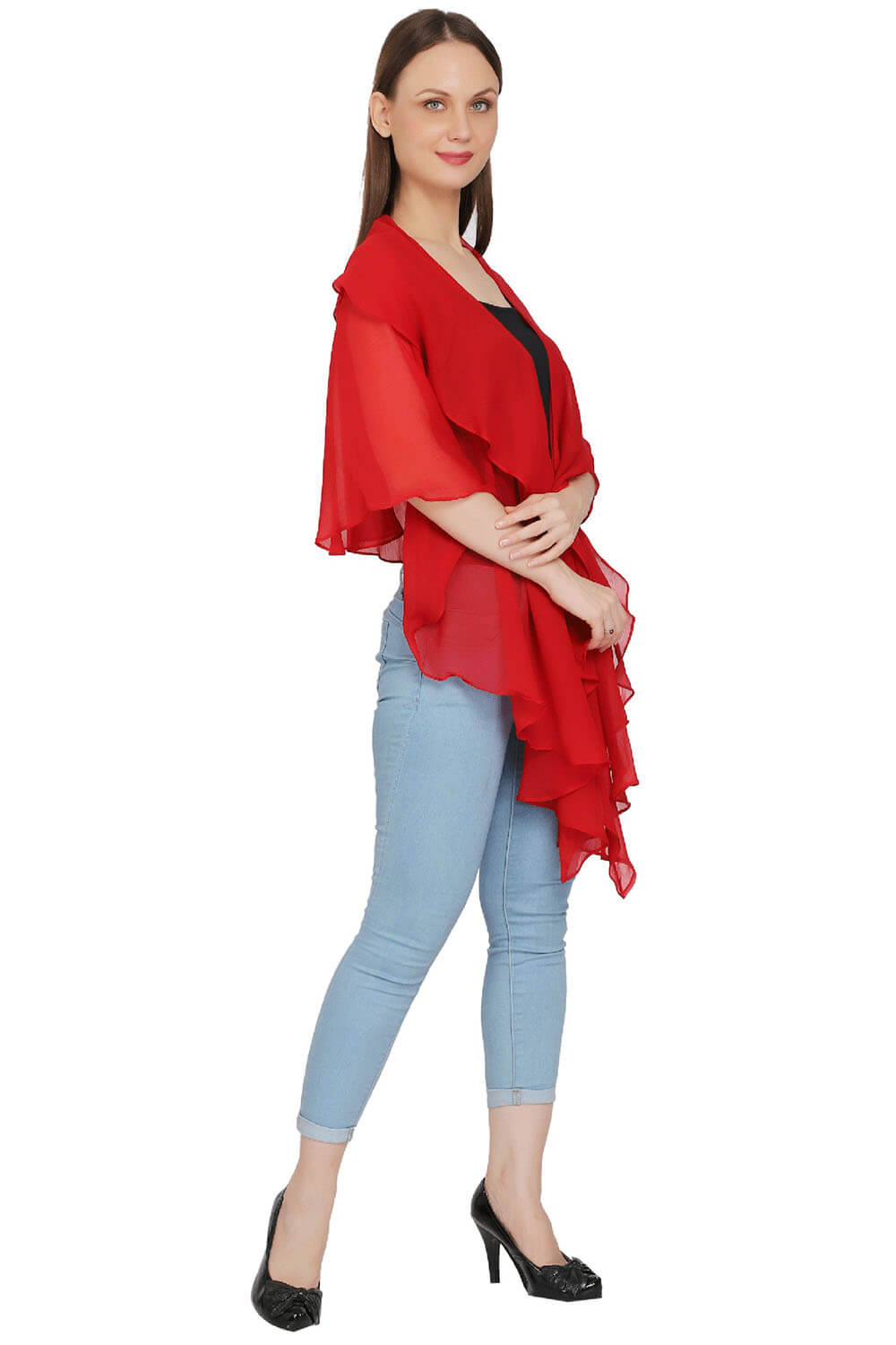 Red Harmony Chiffon Kimono