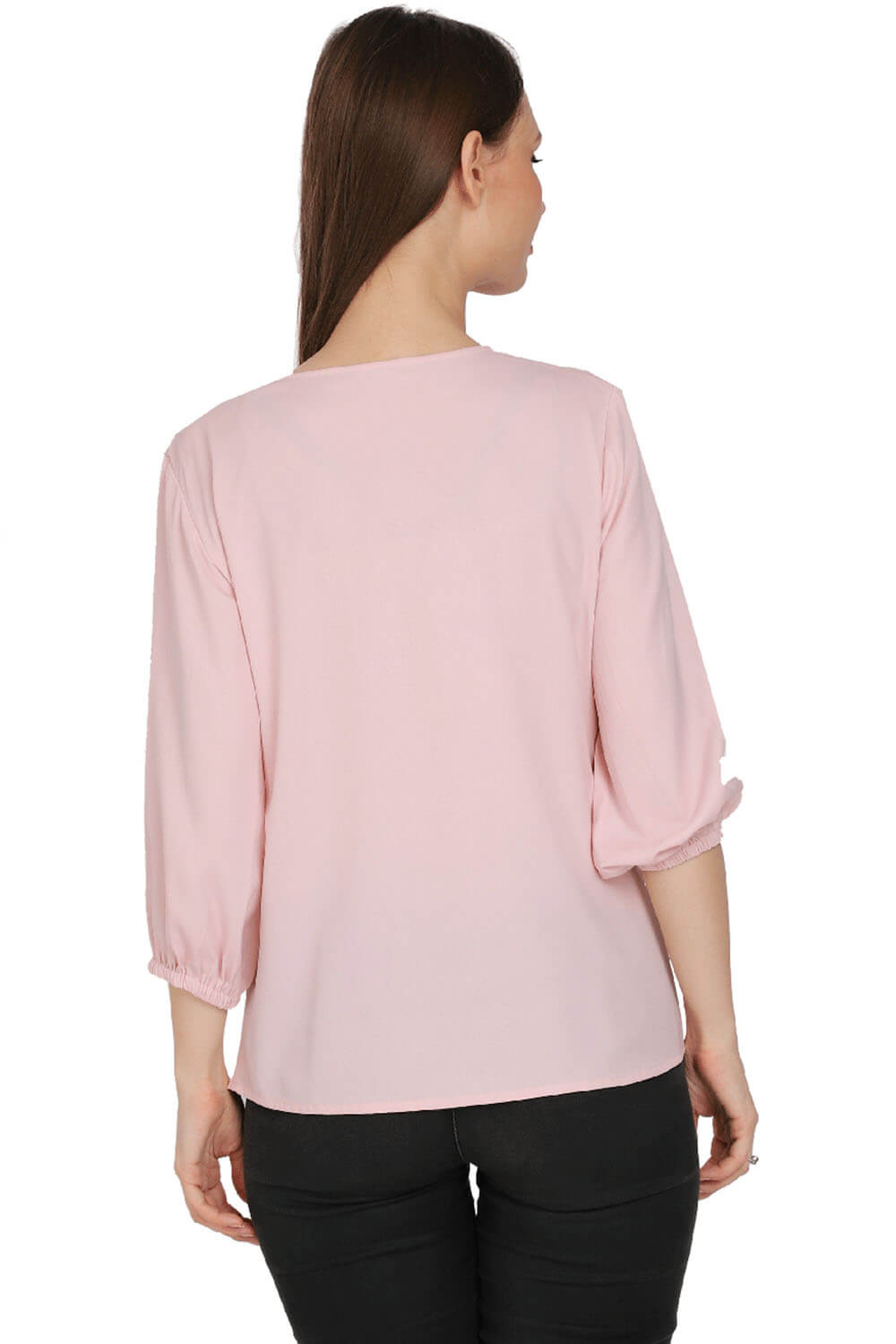 Rosy Glamour Beaded Top with Ties