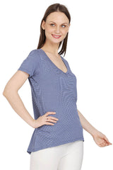 Blue Waves U-Neck Stripe Top