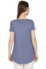 Blue Waves U-Neck Stripe Top