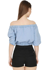 Denim Diva Off-Shoulder Top