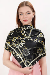 Black and Gold Chains Design, Luxury Fashion Gift Headwrap
