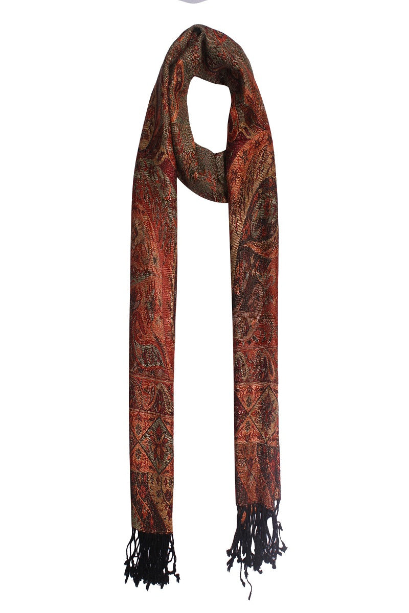 Rich Forest Paisley Jacquard Scarf