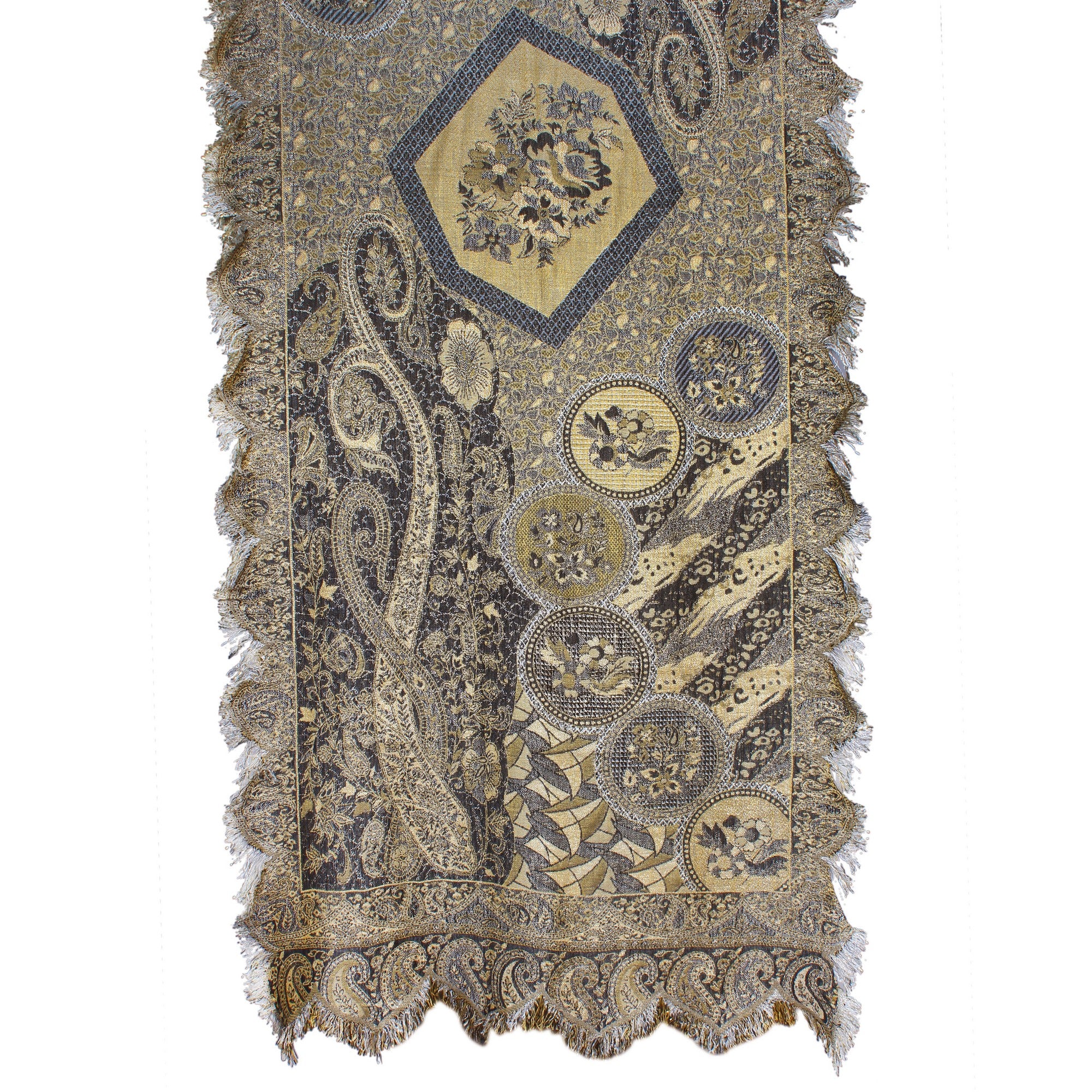 Bold Contrast  Paisley Jacquard Scarf