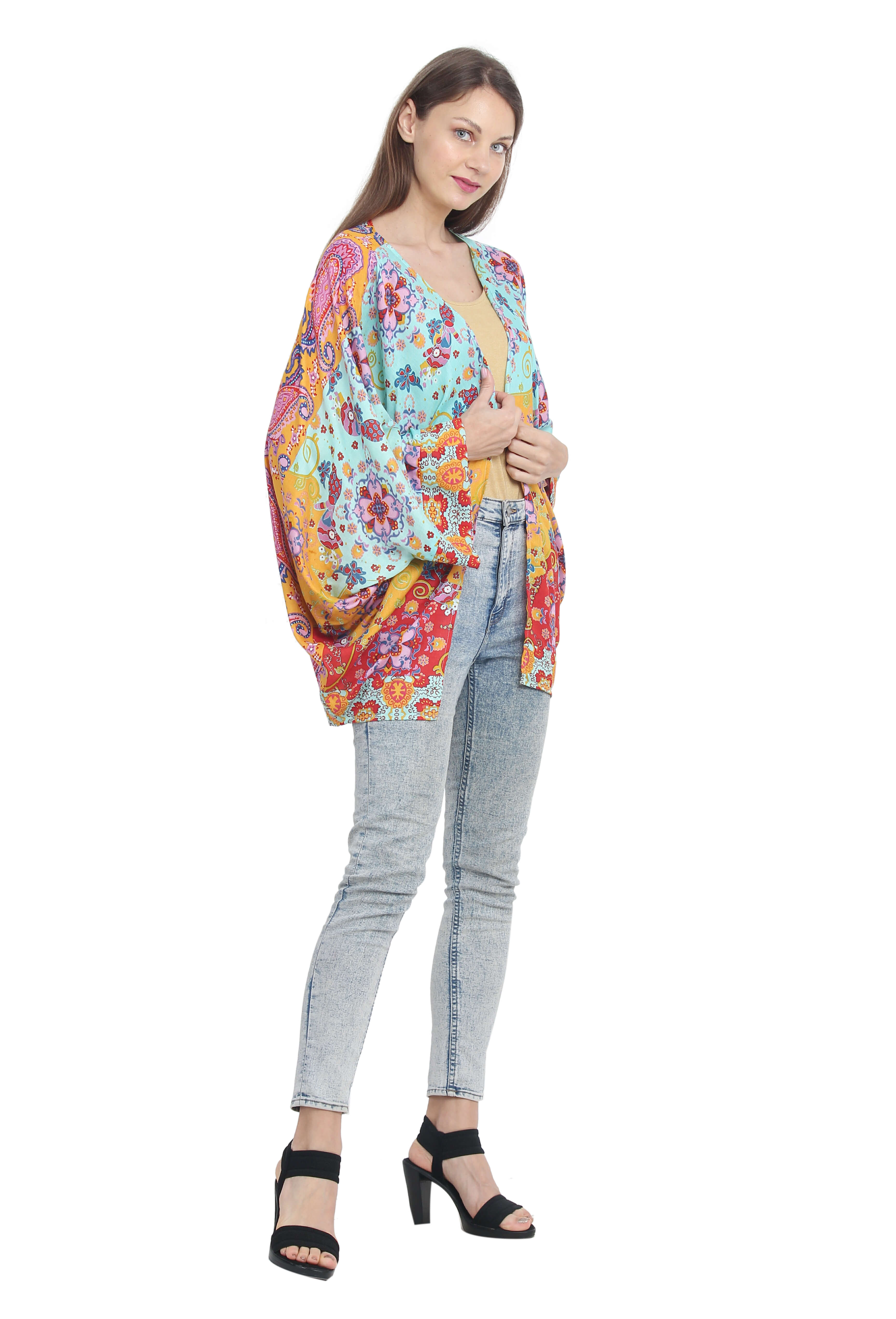 Artistic Mosaic Floral Kimono