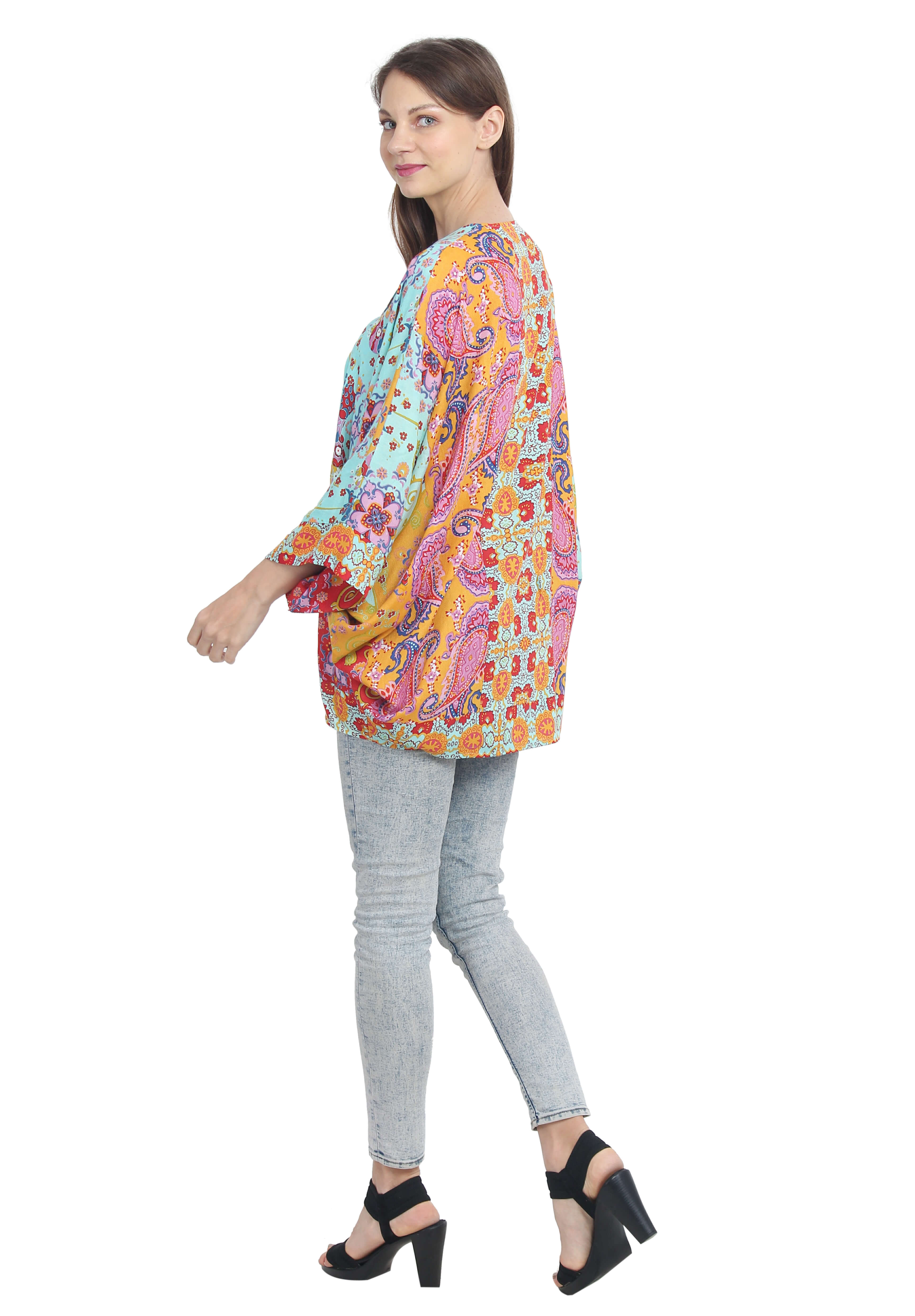 Artistic Mosaic Floral Kimono