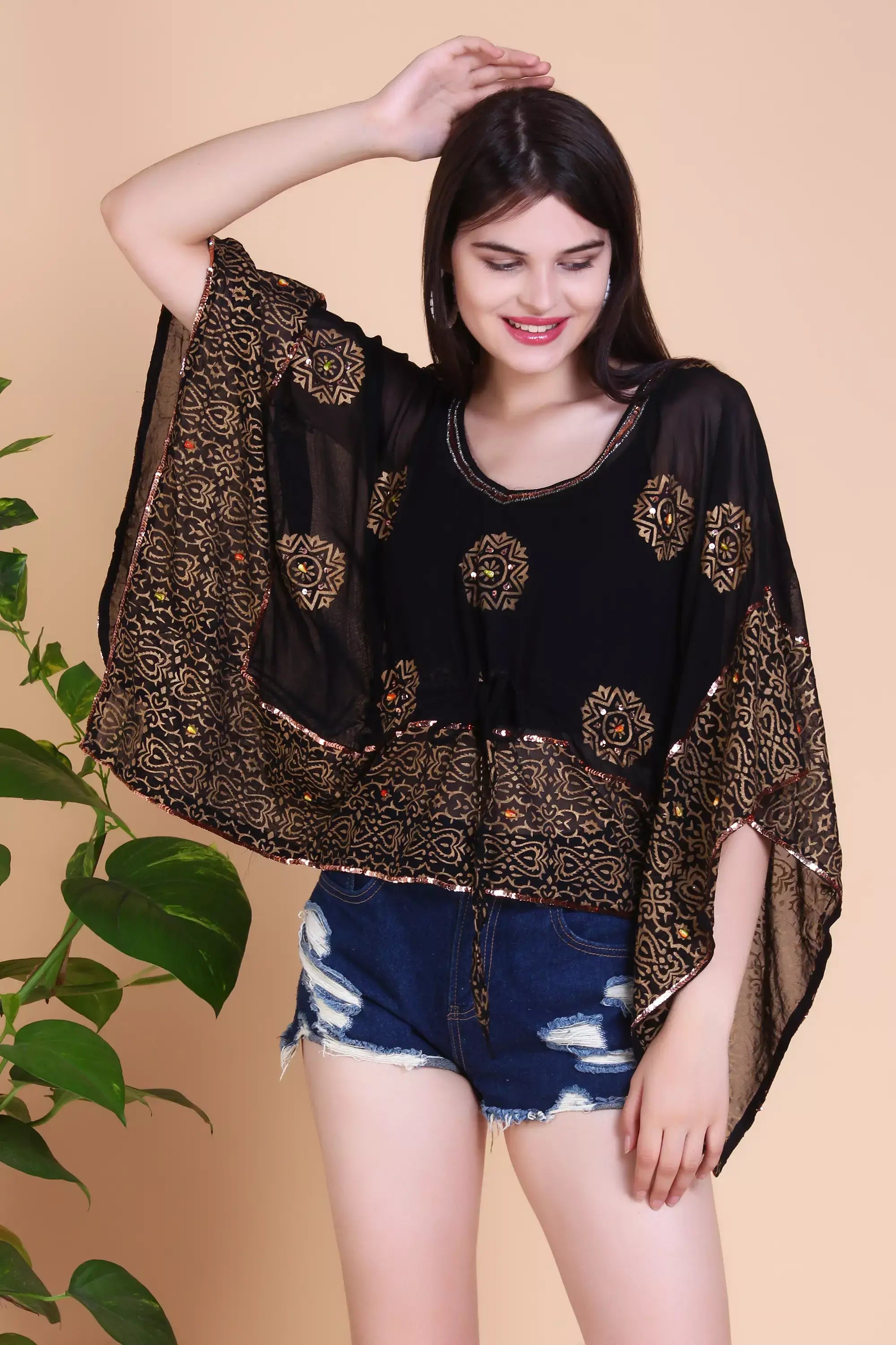 Golden Glamour Black Kaftan