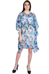 Tint of Blue Leafy All-Over Print Kaftan