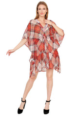 Women’s Red Checks Beach kaftan dress