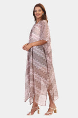 Tropical printed short Sleeve kaftan dress