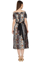 Eclectic Elegance Mix Print Midi Dress