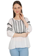 Boho Chic Yoke Embroidered Top