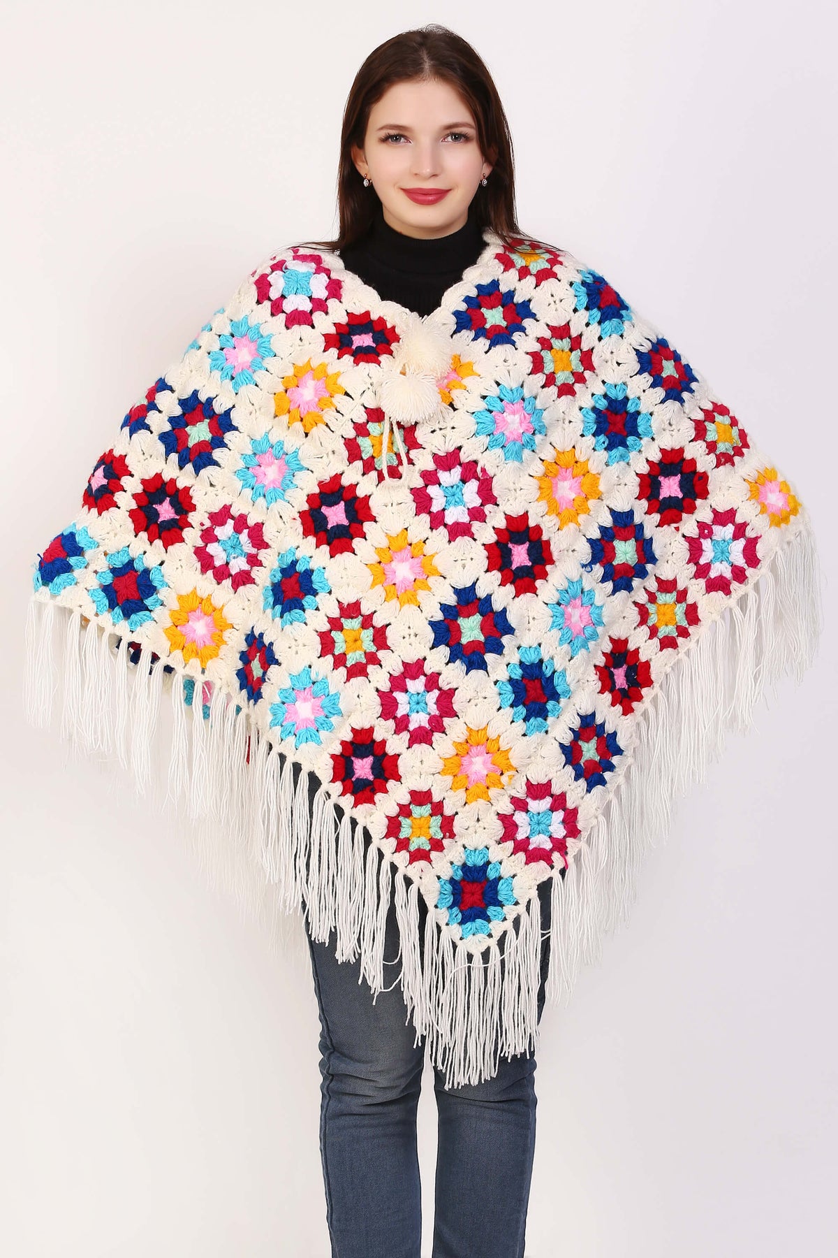 Women Poncho Sweater V Neck