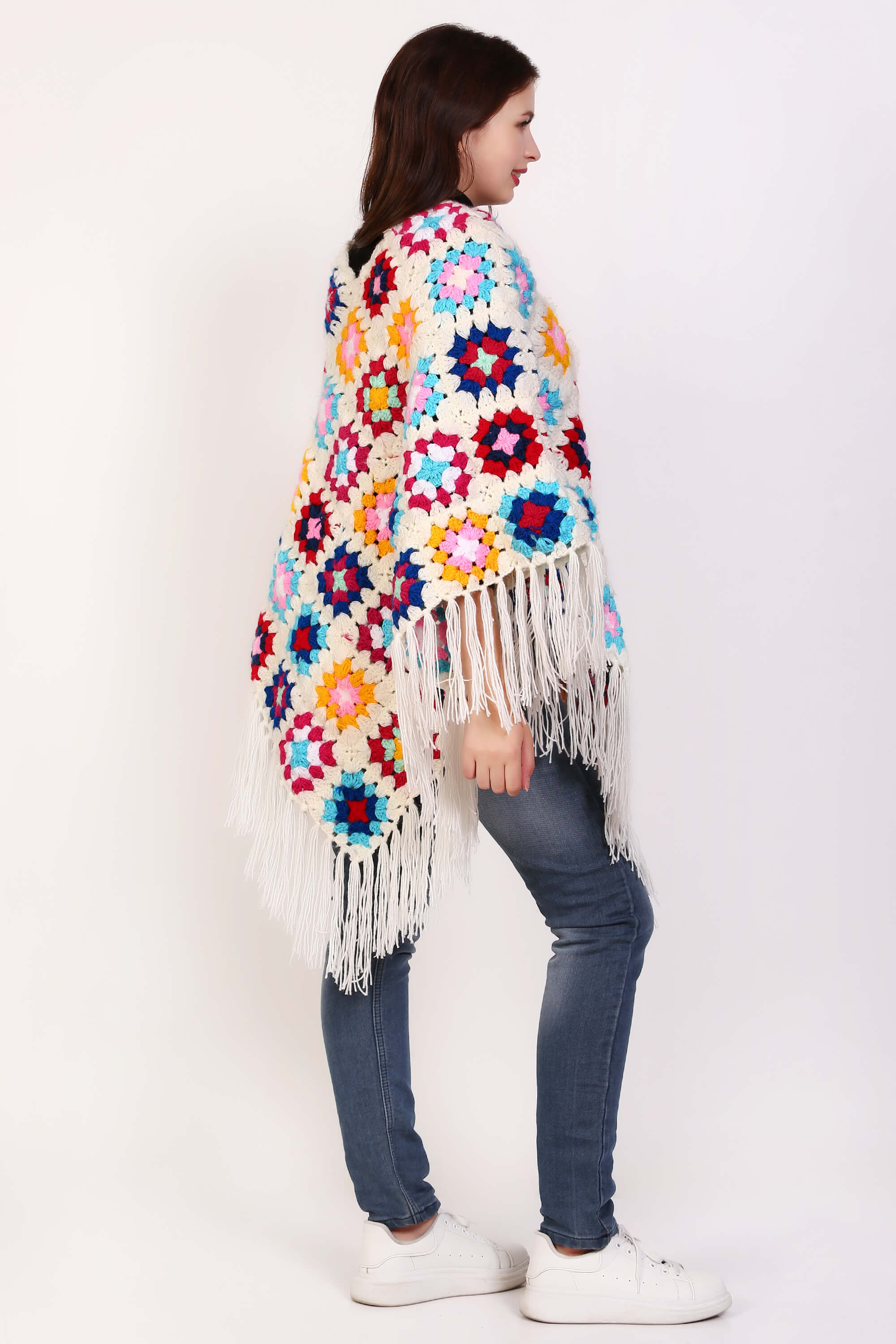 Women Poncho Sweater V Neck