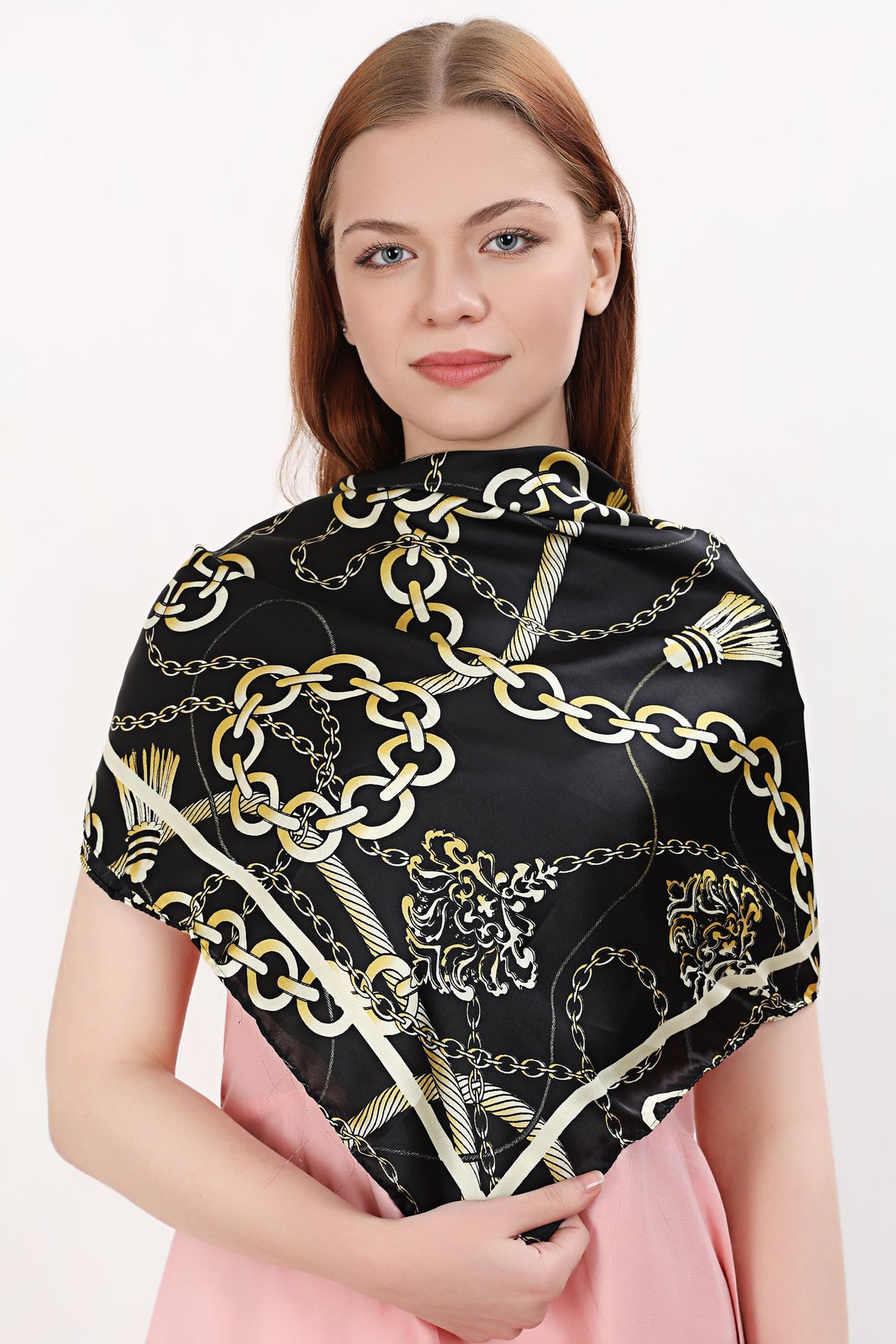 Black and Gold Chains Design, Luxury Fashion Gift  Headwrap