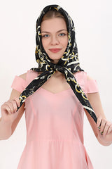 Black and Gold Chains Design, Luxury Fashion Gift  Headwrap